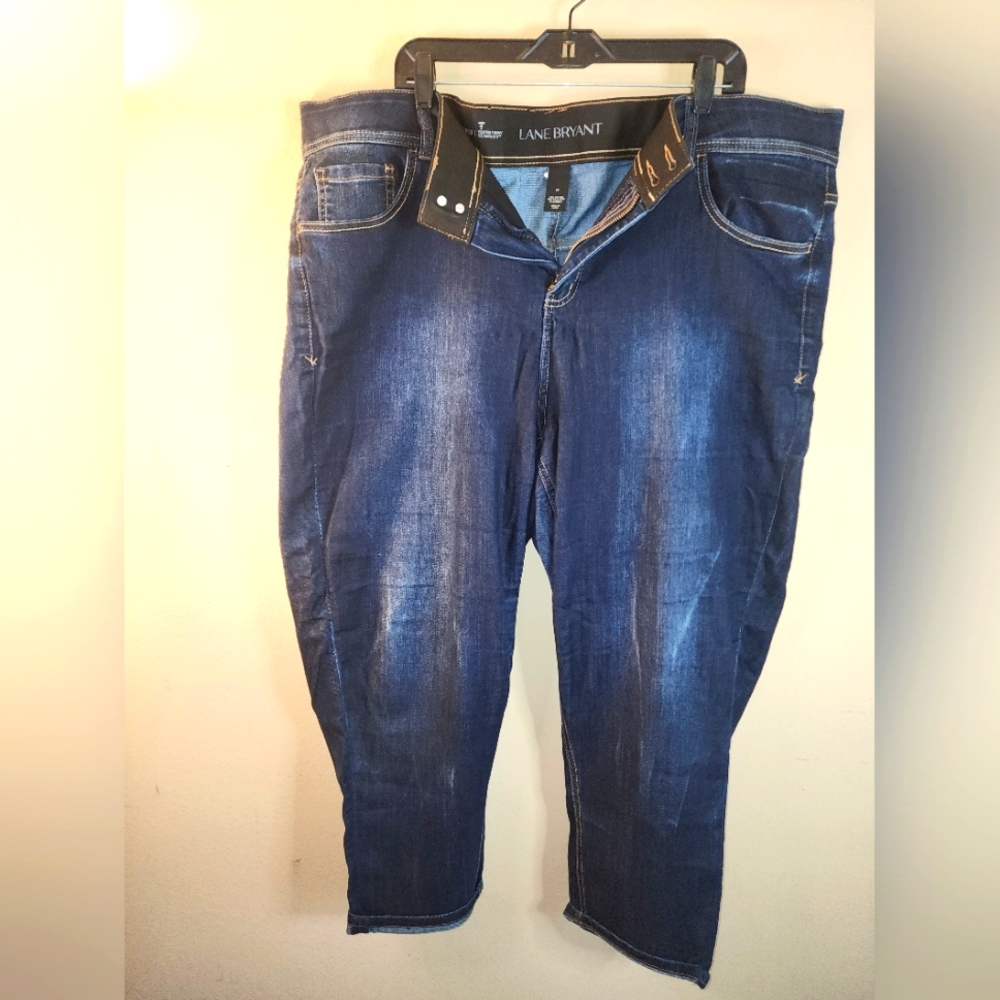 Lane Bryant Blue Ankle Cropped Jeans with Vintage Fade